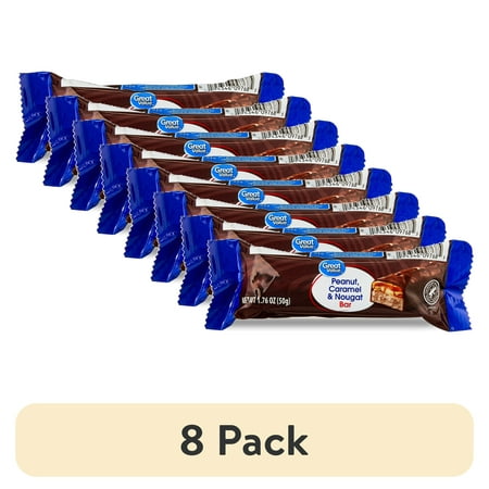 (8 pack) Great Value Peanut, Caramel, and Nougat Bar, 1.76 oz