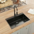 thumbnail image 2 of Gunmetal Black Stainless Steel 32 in. 18G Single Bowl Dual Mount Workstation Kitchen Sink with Black Spring Neck Faucet, 2 of 8