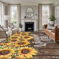 thumbnail image 2 of Vintage Sunflower Large Area Rugs 5x8 ft Hello Summer Floral Wood Grain Washable Rug Non Slip Indoor Carpet Absorbent Floor Mat for Living Room Bedroom Dining Room, 2 of 9