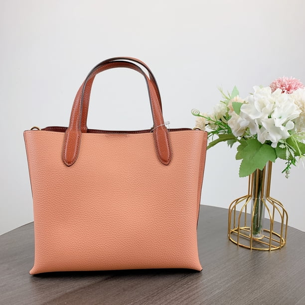 COACH Color-Block Leather Willow Tote 24 Light Coral Multi One