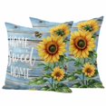 thumbnail image 2 of Pack of 2 Outdoor Pillow Covers 24x24 Inch Waterproof Spring Sunflower Throw Pillow Covers,Decorative Couch Pillow Shams Protectors Bee Wooden Grain Country Rustic Patio Pillowcases Cushion Covers, 2 of 8