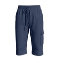 thumbnail image 5 of Mens Cargo Shorts Quickly Dry Drawstring Gym Hiking Shorts with Multi Pockets Summer 3/4 Capri Casual Long Shorts, Gifts for Men, 5 of 5