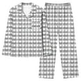 thumbnail image 5 of SERTG Womens Valentine Print Lapel Long Sleeve Pajama Set with Pockets Casual Spring Fall Homewear Two-Piece Outfit(Gray#1,S), 5 of 7