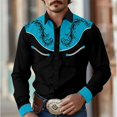 thumbnail image 2 of Camisa de hombre estilo retro occidental con estampado floral 2024, informal, para exteriores, calle, uso diario, primavera y verano, con solapa, manga larga, color negro, tallas S a 5XL, tejido elást, 2 of 4