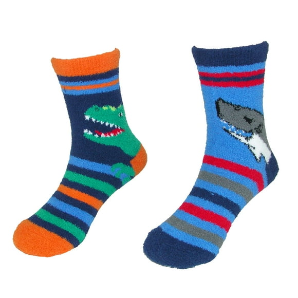 Jefferies Socks Children's Dinosaur Shark Slipper Socks (2 Pair Pack)