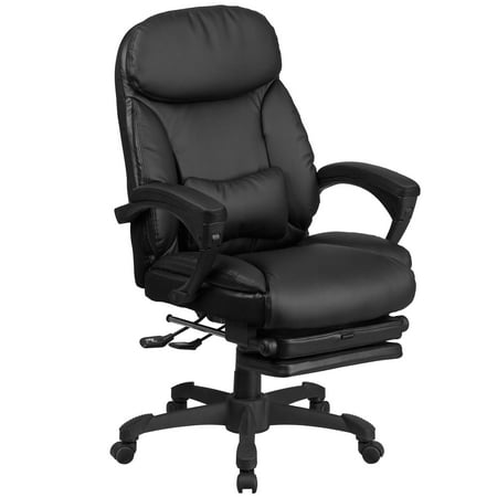 Furniture Comfort Flash Furniture High Back Black Leather Executive Reclining Swivel Office Chair with Comfort Coil Seat Springs and Padded Armrests ()