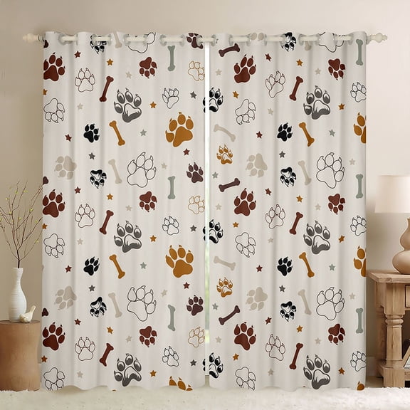 Erosebridal Bear Animal Print Black Out Curtains, Cute Cartoon Stars Curtains Pack of 2 (42x63 Each)