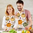 thumbnail image 3 of Fall Pumpkins Leaves Pattern Apron-Garden Aprons for Women with Pockets-Cotton Linen Waterproof Kitchen Cooking Gardening Aprons Adjustable for Kitchen,Cooking,BBQ and Salon 33"x27", 3 of 7