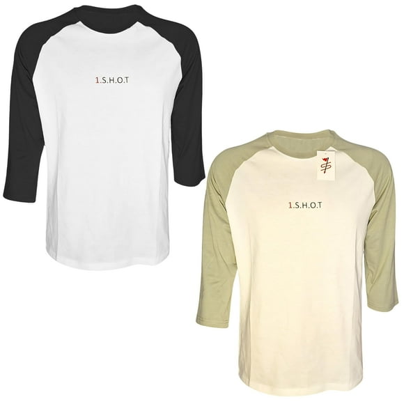 BlingShot Men's Mens Raglan 3/4 Sleeve T Shirt - Cotton Shirt - Long Sleeve Shirt - Casual Mens Clothing (2 Pack) - Black-Light Green- L