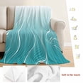 thumbnail image 5 of Aqua Blue Geometric Blanket Soft Cozy Warm Throw Blanket for Couch, Plush Fuzzy Flannel Fleece Blankets for Sofa, Modern White Stripe Distortion Art Bed Blankets Lightweight Gifts for Women, 40"x60", 5 of 9