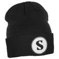 thumbnail image 2 of Daxton A to Z Initial Letter Cuffed Hat Beanie Warm Knit Skull Cap (Black, Letter S), 2 of 4