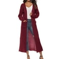thumbnail image 2 of ShomPort Women's Knit Long Cardigan Front Open Long Sleeve Split Sweater Coat with Pockets, 2 of 6
