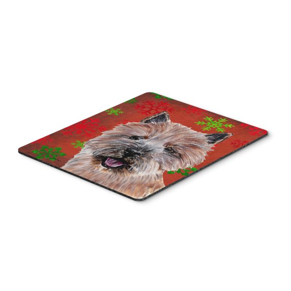 "Norwich Terrier Red Snowflakes Holiday Mouse Pad Hot Pad or Trivet"