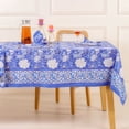 thumbnail image 2 of Hand Block Printed Table Cover - Exquisite Design, Premium Cotton Fabric, Perfect for Dining and Decor, Dining Table Linen Color Prussian Blue 8 Seather 72 x 108 Inches Rectangle, 2 of 7