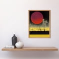 thumbnail image 2 of Pop Art Red Sunset Sun Over Manhattan Bridge Skyline Black Yellow Grey Art Print Framed Poster Wall Decor 12x16 inch, 2 of 5