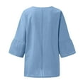 thumbnail image 5 of ManxiVoo Women's Square Neck 3/4 Sleeve Top Breathable Cotton Blend Solid Color Casual Shirt Relaxed Fit Modern Tops XXL Size Sky Blue, 5 of 6