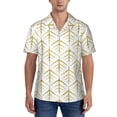 thumbnail image 5 of KLL Men's Hawaiian Shirt Short Sleeve Button Down Beach Shirts-White And Gold Geometry, 5 of 6