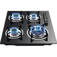 thumbnail image 3 of ANQIDI 23" Gas Cooktop 4 Burners Gas Stove Black Built-In Stovetop Tempered Glass Sureface Gas Hobs (4 Burners), 3 of 8