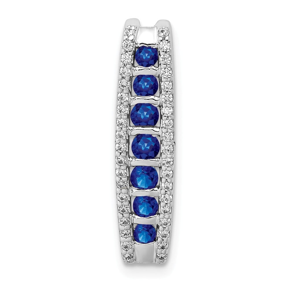 Jewelry 14k White Gold Diamond and Sapphire Fancy Chain Slide