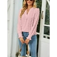thumbnail image 6 of KelaJuan Women Casual Shirt Swiss Dot V Neck Puff Sleeve Loose Fit Tops Solid Color T Shirt, 6 of 6