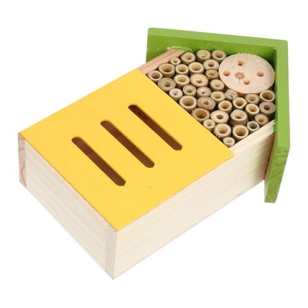 NICEXMAS 1Pc Decorative Wooden Bee House Assorted Color Hanging Room for Outdoor Garden Nest