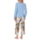 thumbnail image 3 of Conjunto de lounge para mujeres INSPIRE CHIC, camiseta de manga larga con capri floral, sets de pijama suaves y elásticos, ropa de casa de 2 piezas, XL azul, 3 of 6