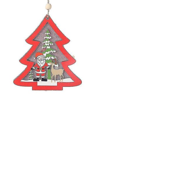 2 piezas de adornos navideños de madera hueca, luz de noche, adornos colgantes para árboles