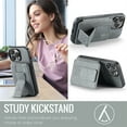 thumbnail image 2 of ELEHOLD for iPhone 15 Plus Wallet Back Case,RFID Blocking Flip Card Holders Strong Magnetic Retractable Wristband Strap Stand Function Shockproof Protective iPhone 15 Plus Cover,Gray, 2 of 9