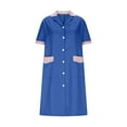 thumbnail image 4 of Nmnitkp Scrub Dress for Women - Embroided Collar Dress,Womens Dresses High-quality Fabric Solid Color With Pockets Button Splicing Lapel Caregiver Dress Nurse Dress Work Midi Dress, 4 of 6