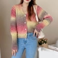 thumbnail image 2 of Womens V Neck Long Sleeve Open Front Tie Dye Sweaters Casual Colorful Cardigan Button Down Sweater Knit Tops, 2 of 6