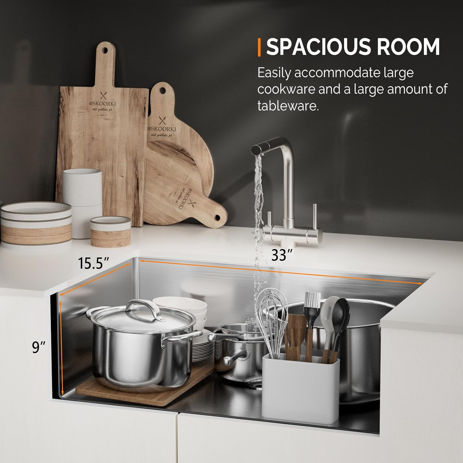 Ktaxon 33 Inch Drop-In Workstation Kitchen Sink, Stainless Steel Deep Single Bowl Utility Sink with Integrated Ledge, Multifunctional Accessories Set, Silver