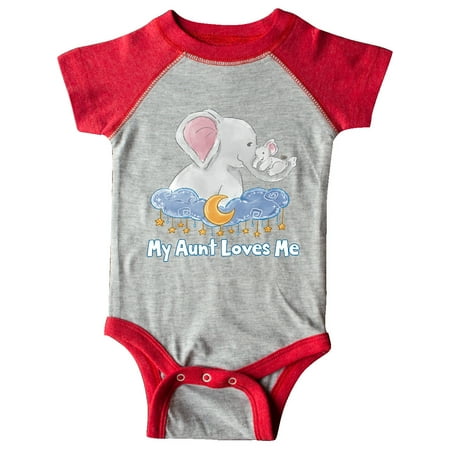 

Inktastic My Aunt Loves Me Cute Elephants Clouds Moon and Stars Gift Baby Boy or Baby Girl Bodysuit