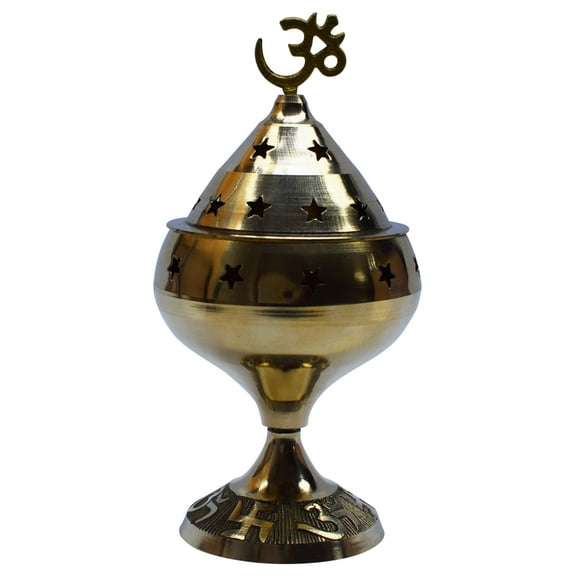 Brass Oil Lamp Akhand Jyot Diya Deepak OM Swastik Hindu Puja Religious