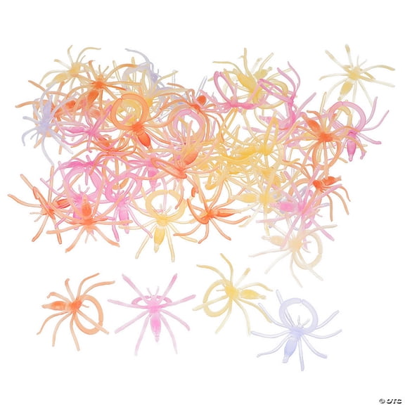 1 1/2" Bulk 48 Pieces Pastel Plastic Spider Ring Novelty Jewelry