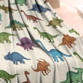 thumbnail image 3 of Beige Colorful Dinosaurs Pattern Blanket,Comfortable Soft Flannel Throw Blanket,All Season,Warm Lightweight Blankets for Sofa Bed Couch Living Room Chair,30"x40", 3 of 4