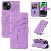 Dteck for Apple iPhone 14 Plus Wallet Case, Premium PU Leather Flip Folio Card Holders Kickstand Book Folding Case with Detachable Wrist Strap Shockproof Protective Cover, purple