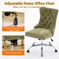 thumbnail image 3 of Pawverly Velvet Upholstered Office Chair, Tufted Button Swivel Desk Chair with Adjustable Height, Gold Metal Base & Wheels, Modern Vanity Chair, Green, 3 of 8
