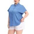 thumbnail image 4 of GRACE & GRANDEUR Women's Plus Size Shirt Button Down Chambray Short Sleeve Shirts 4X Mid Blue, 4 of 6