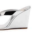 thumbnail image 4 of YDN Women Open Round Toe Flip Flops Slip On Wedge High Heel Slides Sandals Casual Dress Thong Shoes Size 4 Silver, 4 of 4