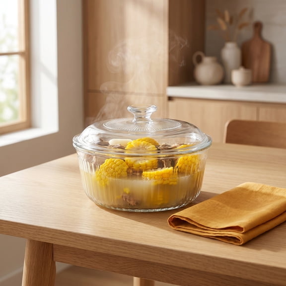 OFFIGAM Clear Glass Casserole Dish with Lid, High Borosilicate Bakeware for Cooking, Baking, and Serving in Kitchen