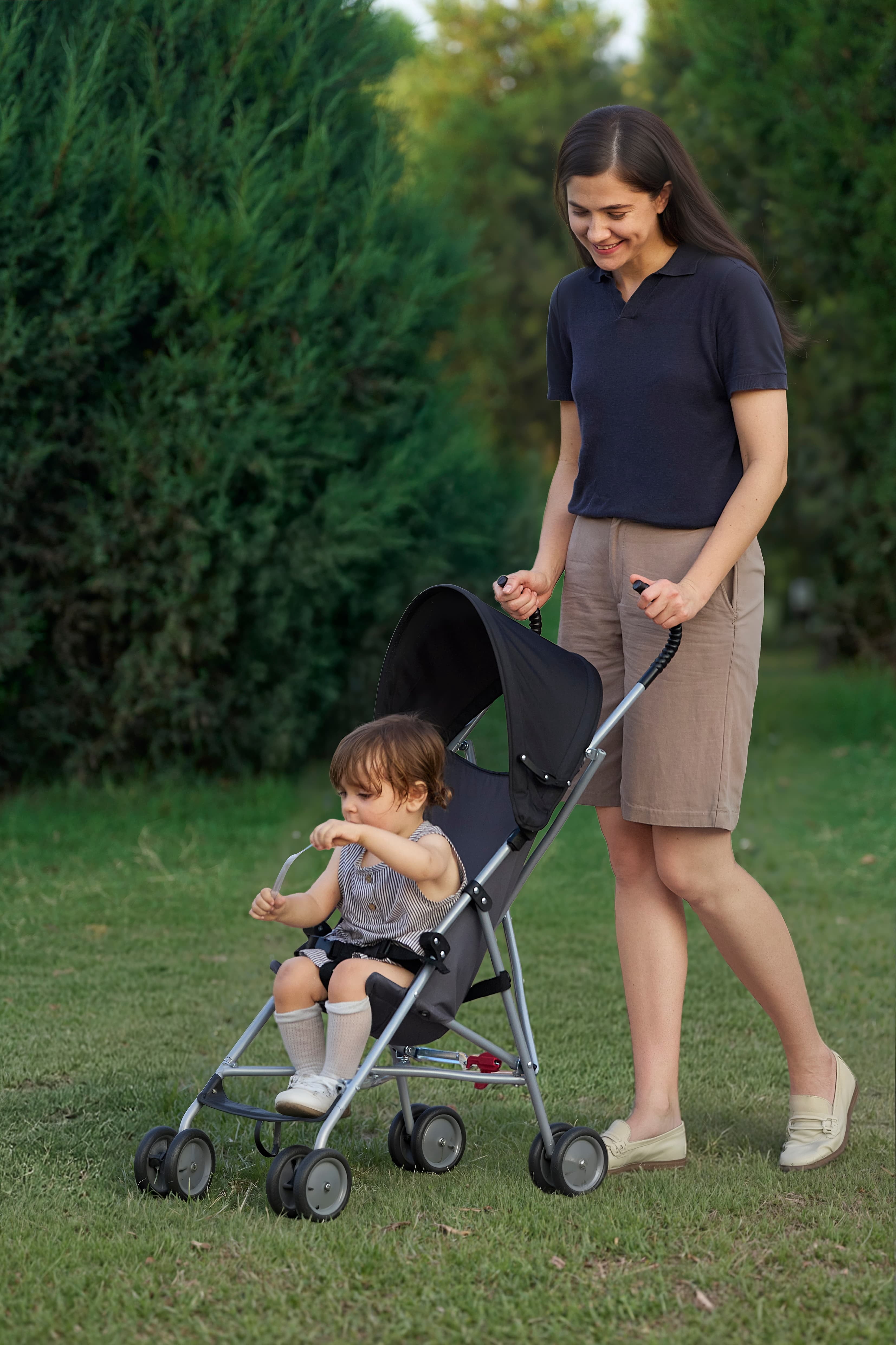 Parent's Choice Gray Baby Umbrella Stroller with Black Canopy, Unisex