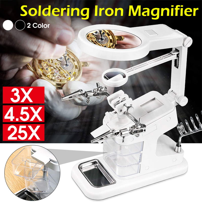Multi-functional Welding LED Magnifier Magnifying Glass Soldering 360°Rotatifor Soldering July Gifts LED Light Helping Hands Magnifier Station Assembly 