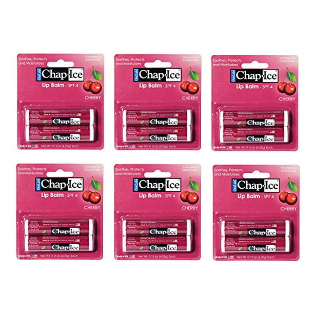 Chap Ice Lip Balm Soothes Protects And Moisturizes 12 Sticks Cherry Walmart Com Walmart Com