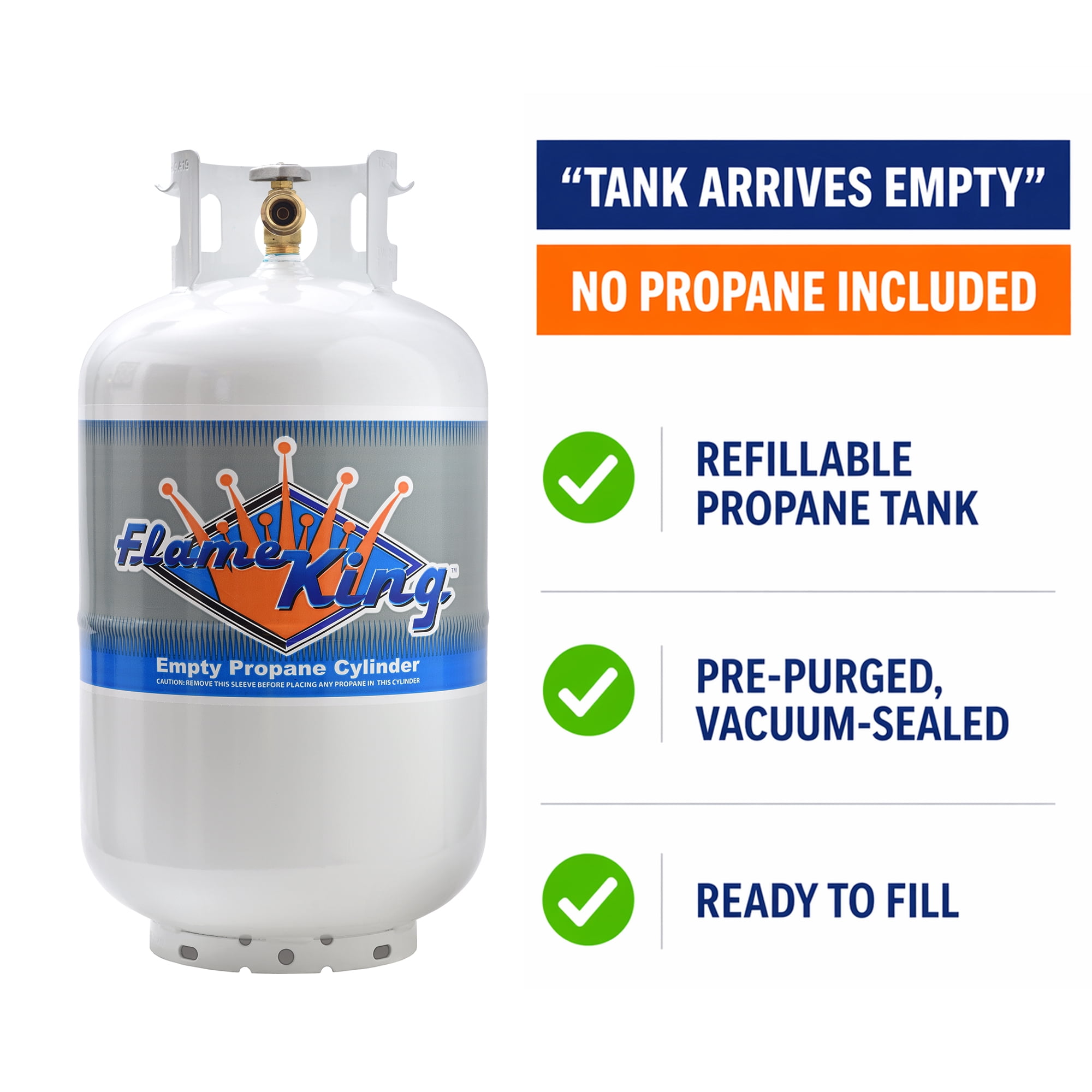 Flame King 30 lb. Propane Tank with Type 1 Overfill Protection Device Valve (Ships Empty)