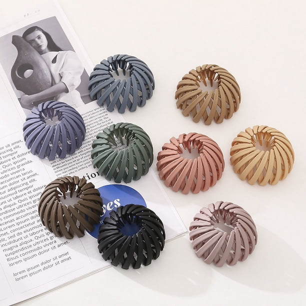 10 diademas para el pelo, pinzas para el pelo automáticas en forma de nido de pájaro, hebillas para sujetar cola de caballo, pasadores de pelo retráctiles para mujeres y niñas, 10 colores