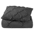 thumbnail image 3 of Nestl 2 Piece Pinch Pleated Pintuck Duvet Cover Set with Shams, Soft Microfiber,Button Closure Bedding Set, Twin - Charcoal Gray, 3 of 9