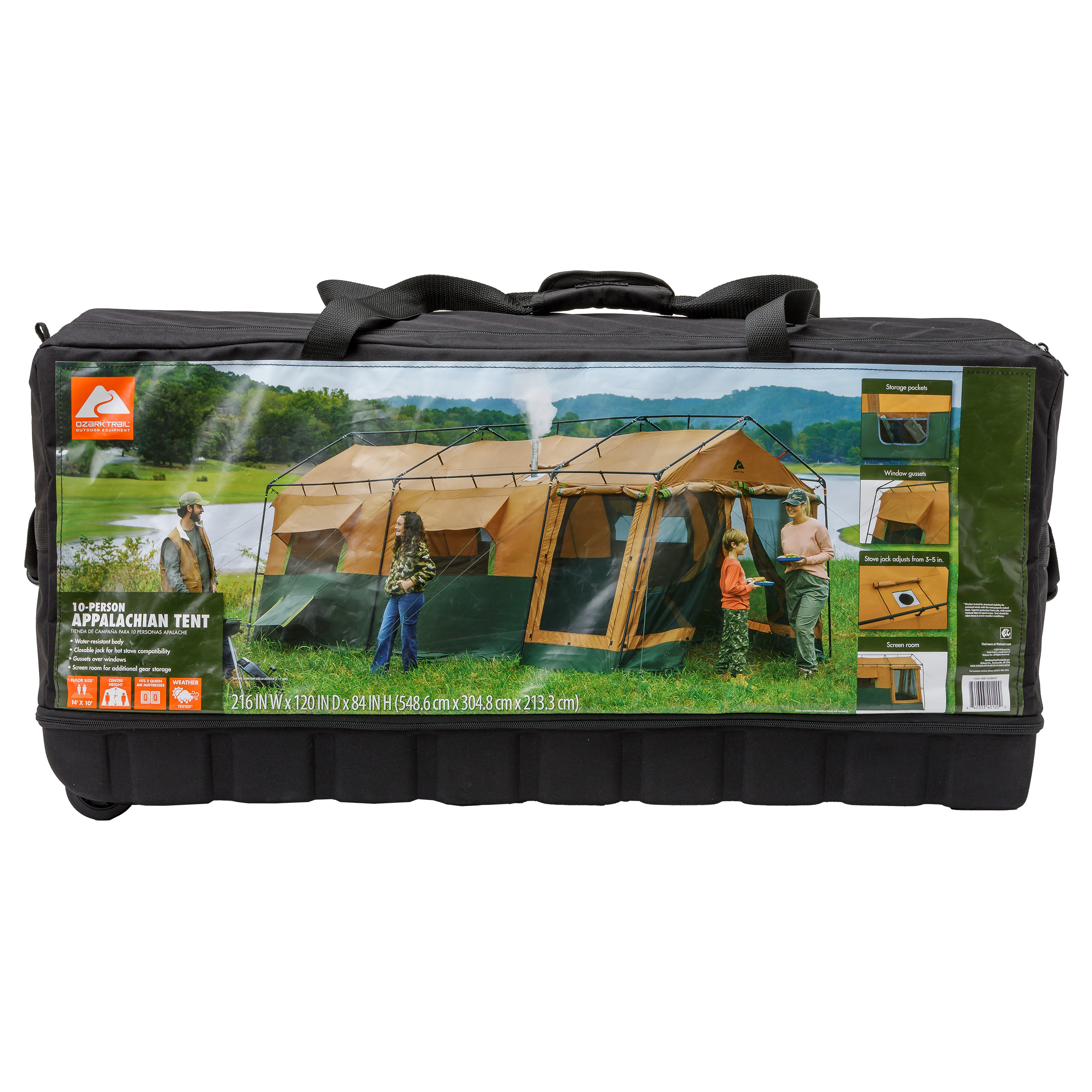 Carpa Appalachian para 10 personas, 4 estaciones con salida para estufa 7