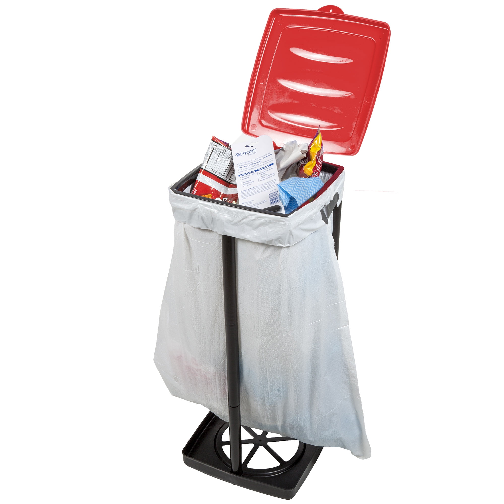 Portable Trash Bag Holder- Collapsible Trashcan for Garbage and Indoor / Outdoor Use By Wakeman Outdoors -Ideal for Camping Recycling and more (Red)