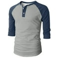 thumbnail image 5 of UVEASISHA Fashion Henley Shirts for Men Raglan 3/4 Sleeve Baseball Tshirt Regular Fit Casual V Neck Button Up T-Shirts Fall Fashion Clothes Dark Blue XXL, 5 of 8