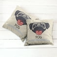 thumbnail image 6 of Ambesonne Pug Throw Pillow Cover 2 Pack, Cartoon Pug Caricature, 20", Taupe Black Red, 6 of 7